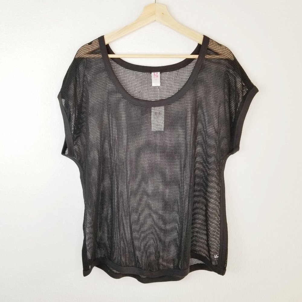 Lane Bryant Active Mesh Tee Shirt Black 14/16
